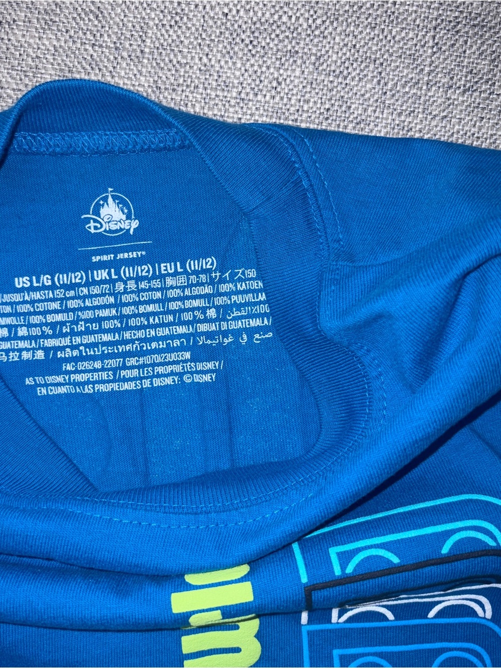 Disney Blue Long-Sleeve Tee with Neon Green Walt Disney World Graphics - Picture 3 of 5